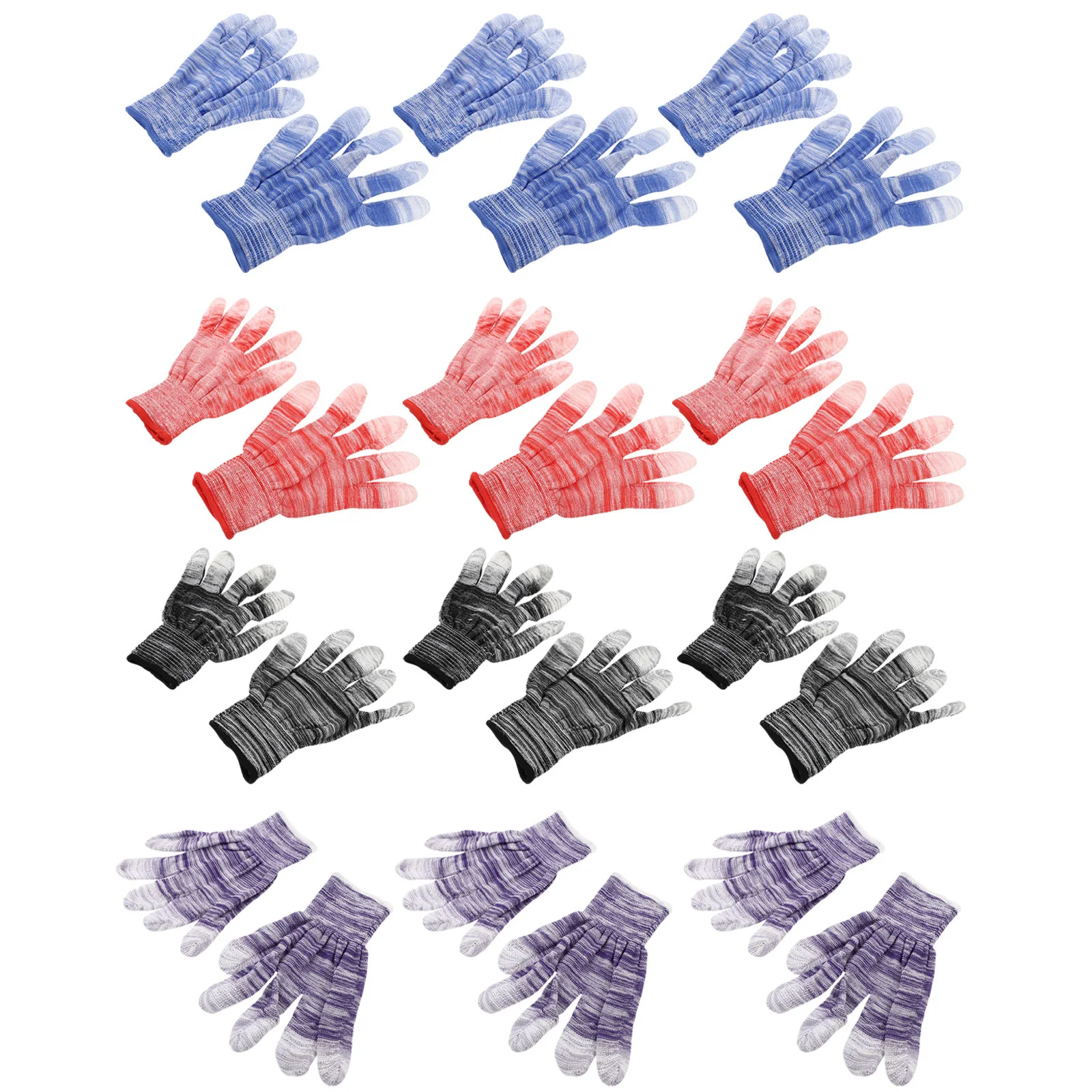 12Pairs Anti-Static Coated Gloves Non-Skid Protective Work Gloves for Construction Auto Repair Mechanical Maintenance Labor