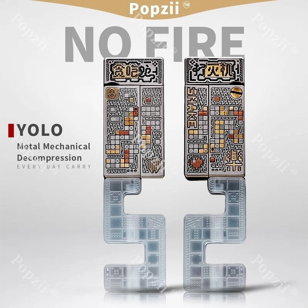 YOLO STUDIO NO FIRE aleación de titanio grabado alivio del estrés juguete dedo Spinners Fidget Slider múltiples formas para jugar juguetes de ansiedad