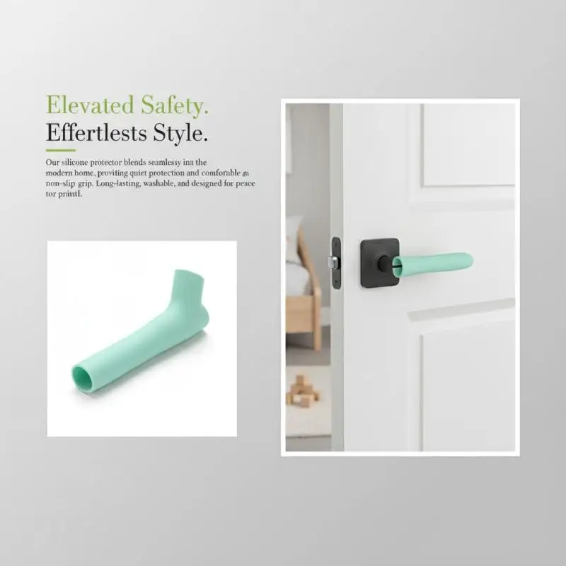 1Pcs Silicone Door Handle Cover Anti Slip Static Safe Doorknob Sleeve for Home Child Safety Room Protection Accessory