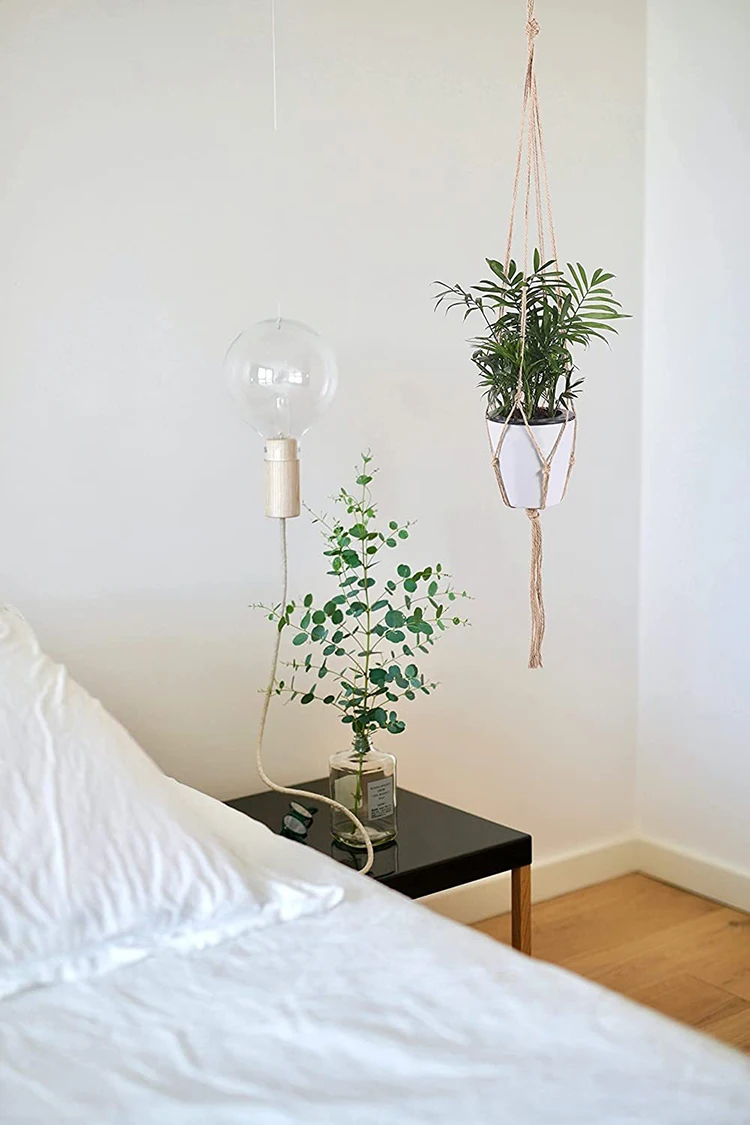 Hängender Blumentopf, Hängekorb, Vasen mit Haken, kreative Makramee-Pflanzgefäße zum Aufhängen von Blumentopfnissen – Detail 5