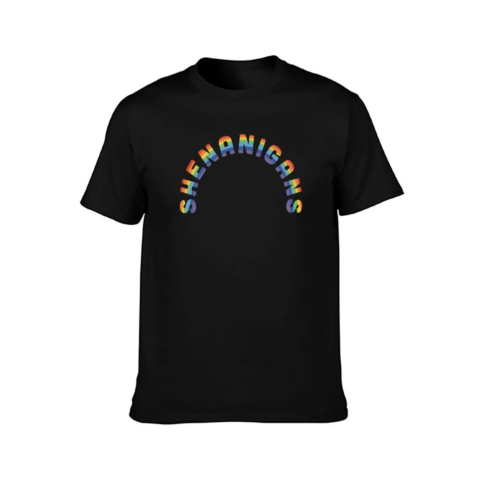 Shenanigans Rainbow T-Shirt, Summer Casual Cotton Tee, Oversized Streetwear Tops, Vintage Graphic Print, Loose Fit Short Sleeve