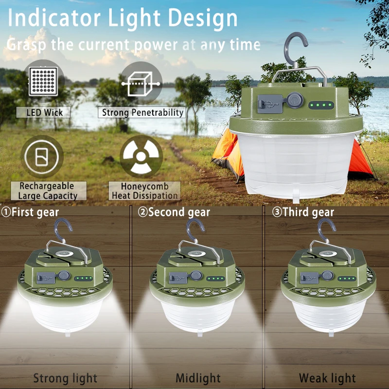 MOSLIGHTING 4800mah High-power Tent Light Rechargeable LED Flashlight Camping Fishing Outdoor Maintenance Lamp Emergency Torch