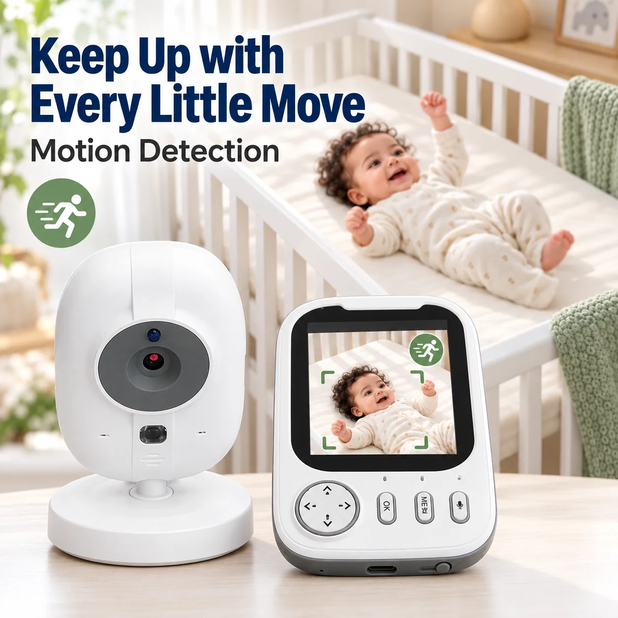 3.5 Inch Color LCD Baby Monitor Resolution Night Vision Two‑Way Audio Temperature Detect Feeding Reminder Music Baby Care Camera