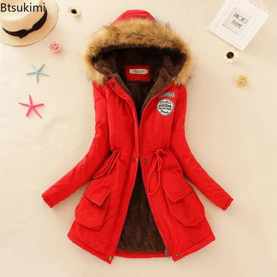 New 2024 Autumn Winter Thick Warm Jacket Women Solid Hooded Parkas Jacket Mujer Cotton Padded Coat Female Casual Slim Jacket