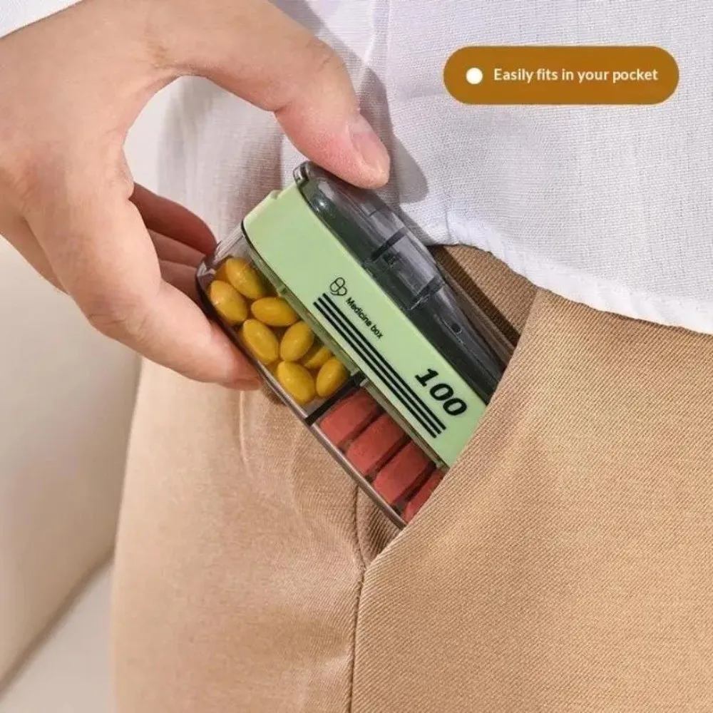 Precise Cutting Portable Pill Cutter 2 in 1 Adjustable Pill Splitter Dustproof with 2 Compartments Tablet Dispenser