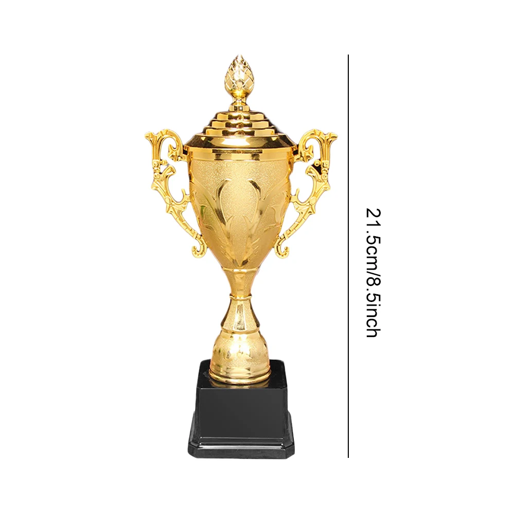 Gold Plastic Trophy Gold Trophy Cup 8.5 Inch Basketball Football Trophy with Lid Sports Competition Trophy for Party Ceremony