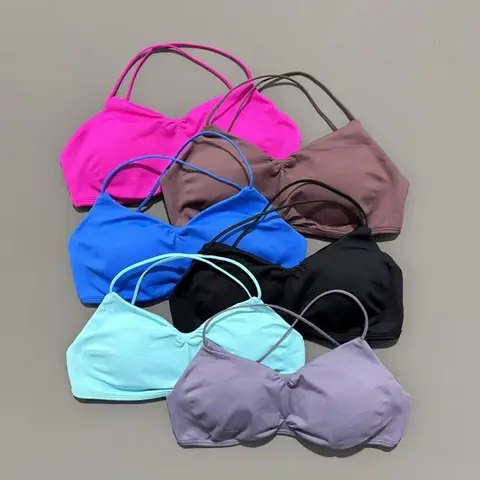 Sutiã Esportivo HISTELLO Vision Sem Costura Halter com Costas Cruzadas para Mulheres, Top Cropped Elástico e Respirável para Yoga, Academia, Fitness e Corrida