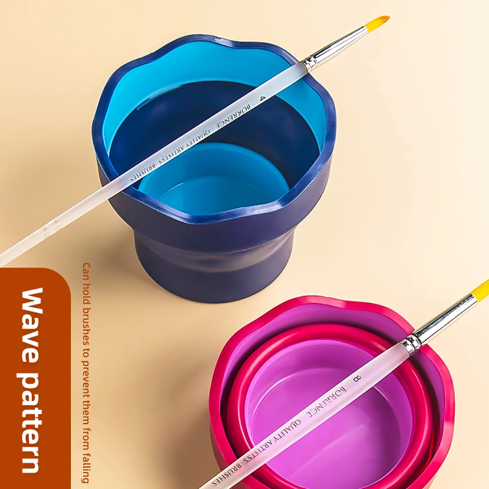 Faber Castell 수채화 페인트 세척 버킷, 휴대용 확장 가능한 텔레스코픽 아트 워시 펜 컵, 접이식 브러시 와셔, 페인팅 아트