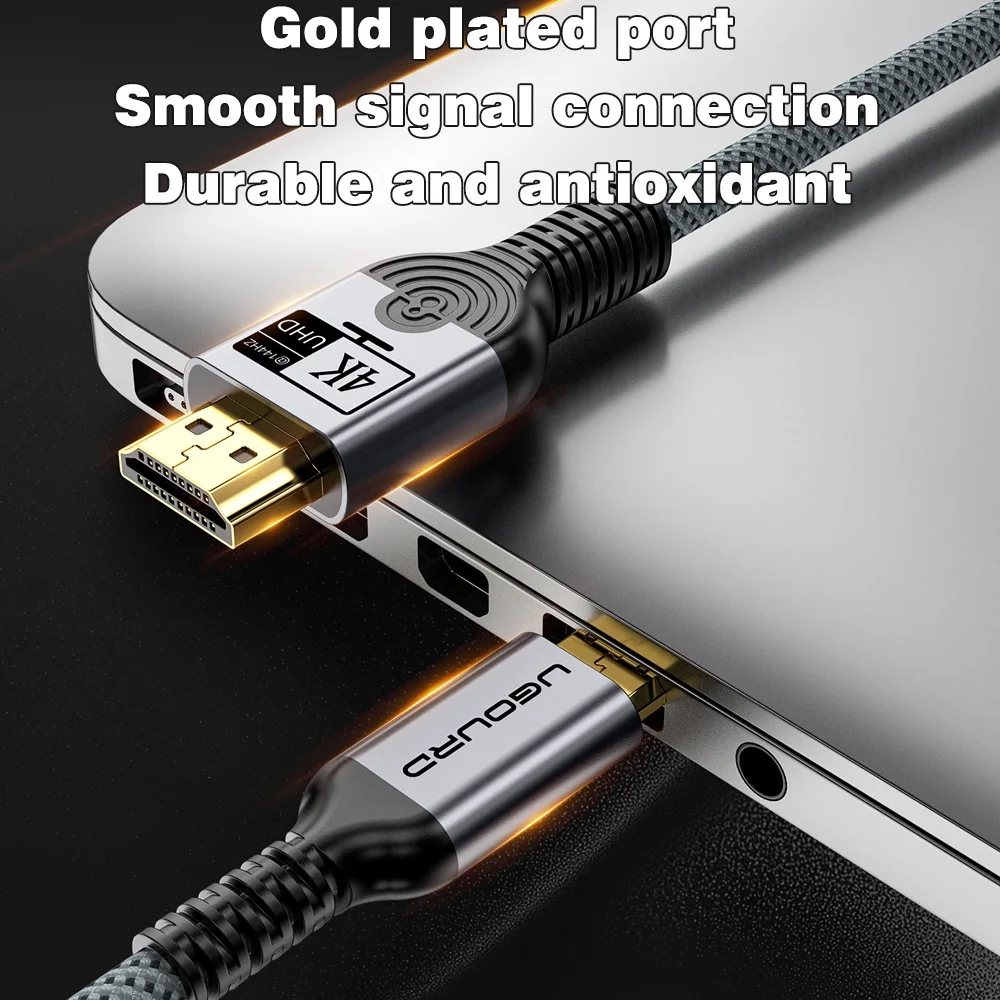 UGOURD 미니 HDMI-HDMI 케이블 4K 60Hz 144Hz UHD HDR HDMI 2.0 브레이드 코드 DSLR 카메라용 양방향 금도금 커넥터 썸네일 2