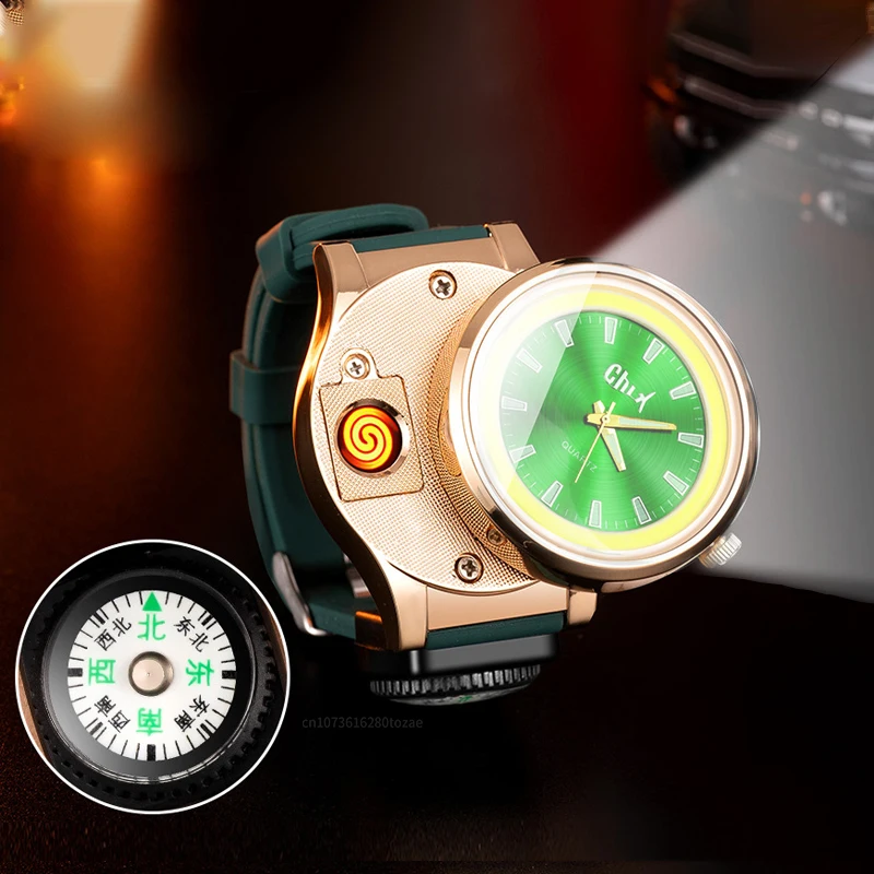 Personalized Watch Compass Lighter Cigarette Lighter Tungsten Windproof Rechargeable Lighters Lighting Smoking Accessories Gift
