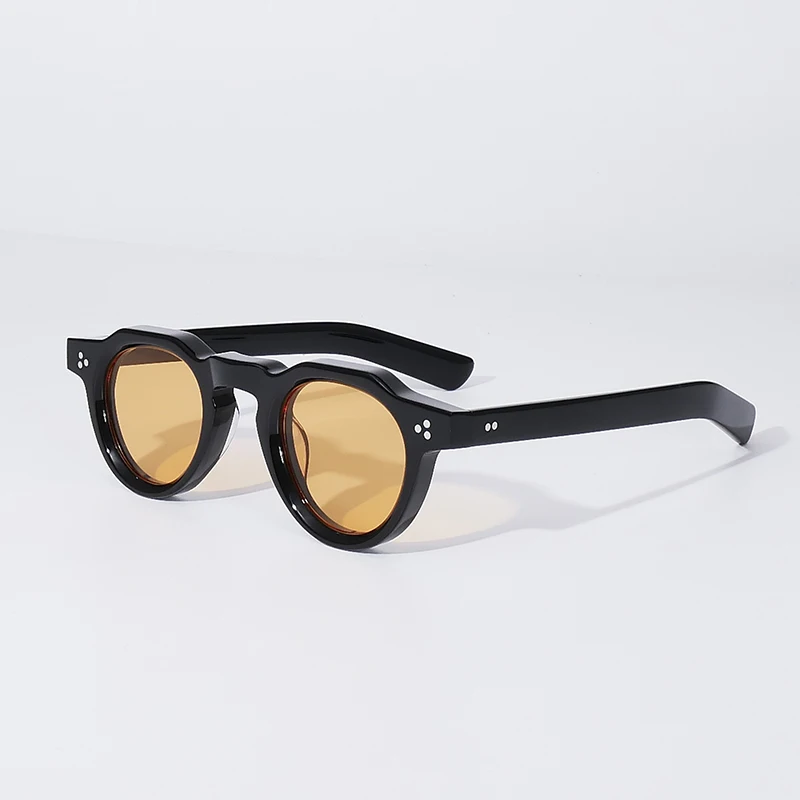 sunshador 8135 neue Retro-Sonnenbrillen im japanischen Stil mit rundem Rahmen für Herren, handgefertigte Acetat-Sonnenbrillen für Damen in Schildpattoptik mit gravierten Logos 3