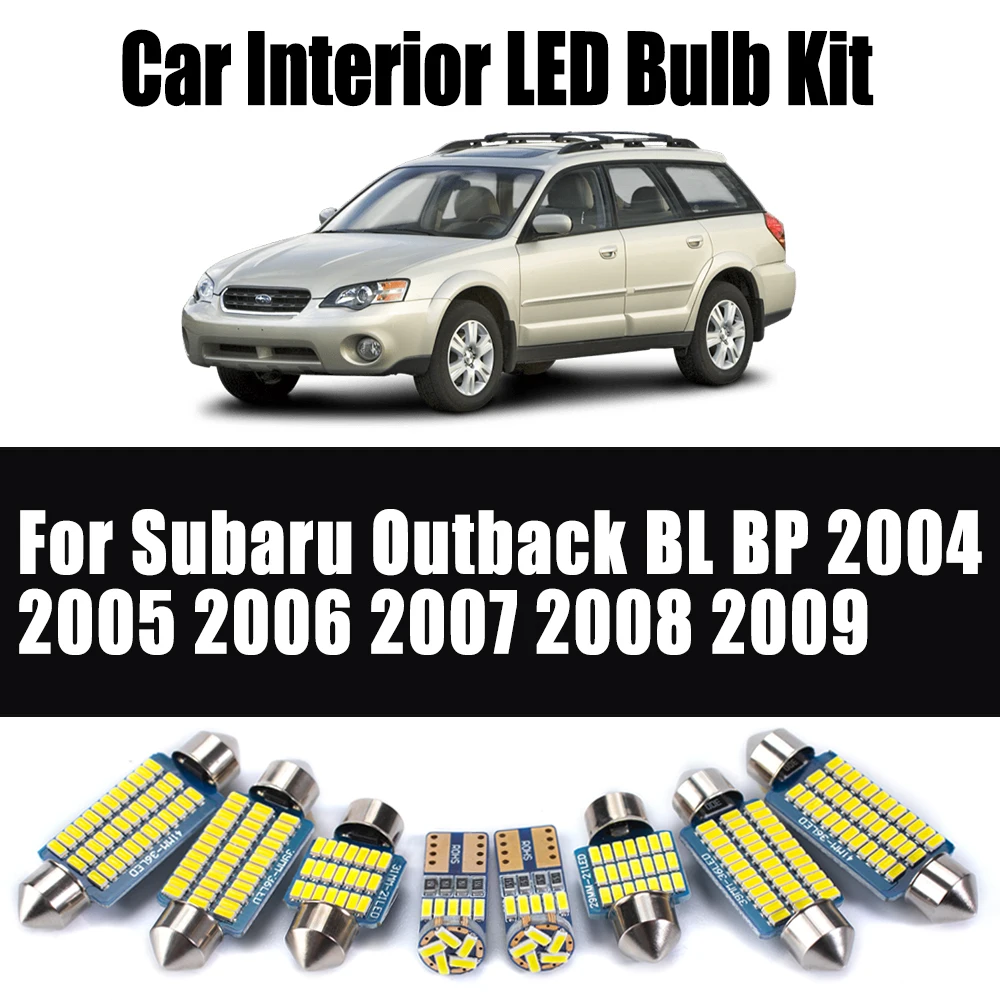 11Pcs For Subaru Outback BL BP 2004 2005 2006 2007 2008 2009 Interior Trunk Map Dome Plate Light LED Lamp Kit Car Accessories