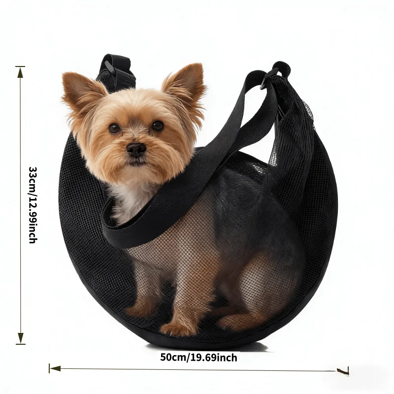 Lightweight Breathable Mesh Dog Carrier for Small-Medium Pets, Zippered Crossbody Bag for Vet Visits, Shopping & Outdoor Travel view 6