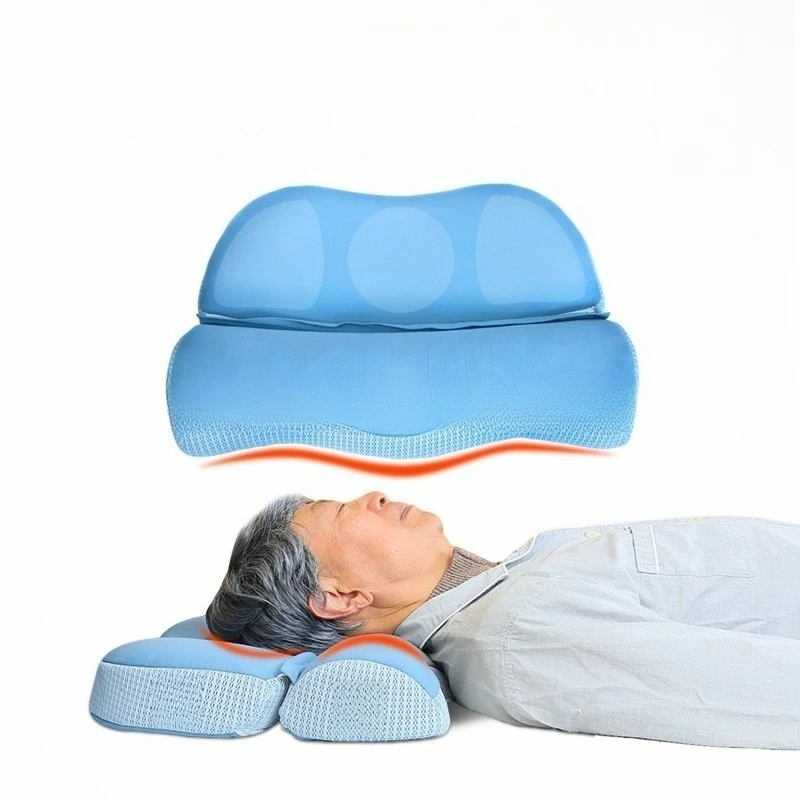 Elderly Cervical Traction Pillow 4D Fiber Pillow Cervical Protection Detachable Dual Use Antibacterial Single Person Neck Pillow