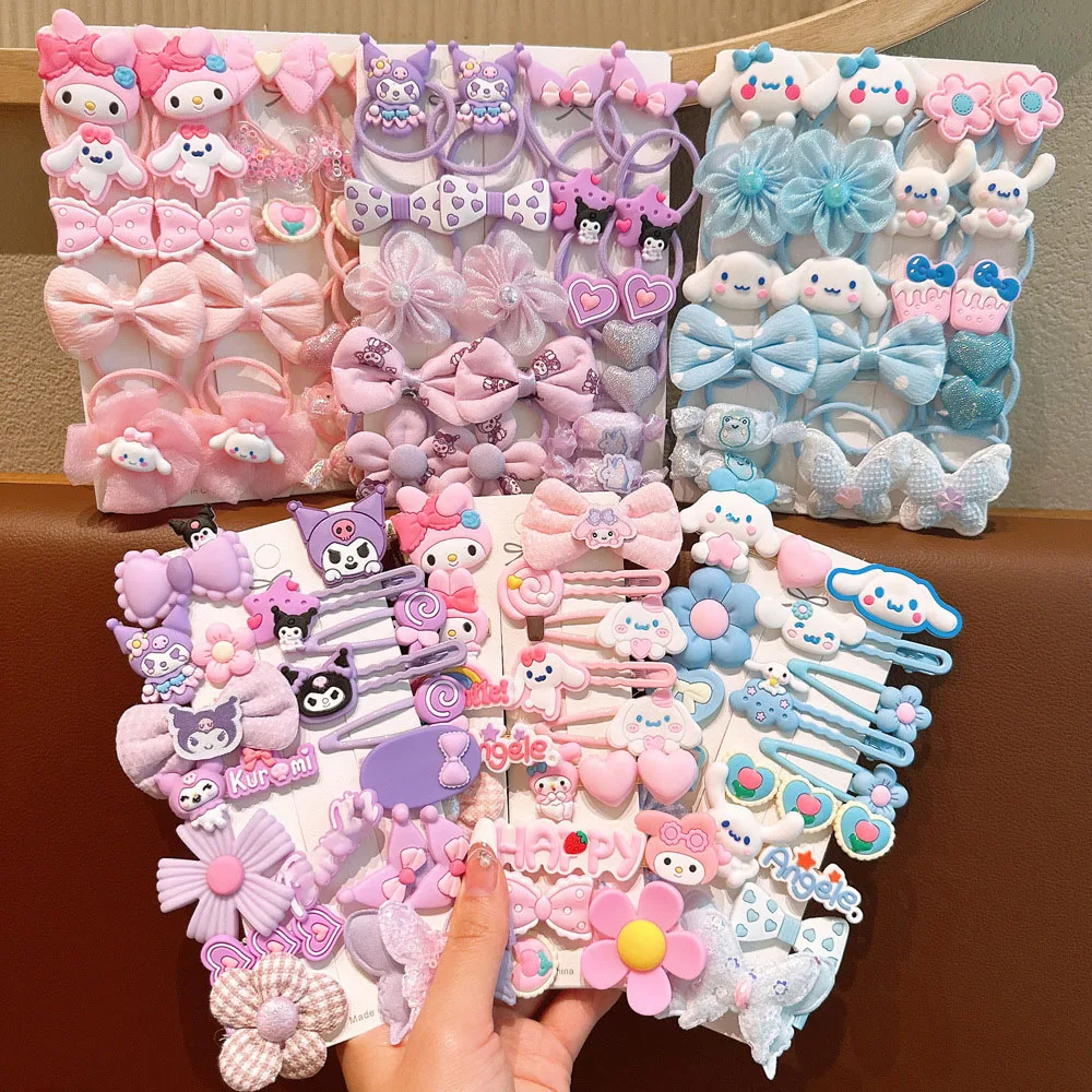 16/20 قطعة مجموعة دبوس الشعر Kawaii Kuromi إكسسوارات الشعر عصابة رأس كرتونية أنيمي للفتيات هدايا للأطفال