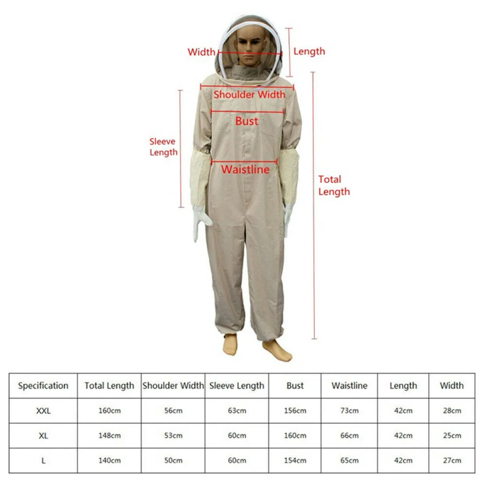 

Full Body Protective Gear for Beekeepers with Removable Hood and Gloves Set Unisex XL 3 Pockets for Easy Storage