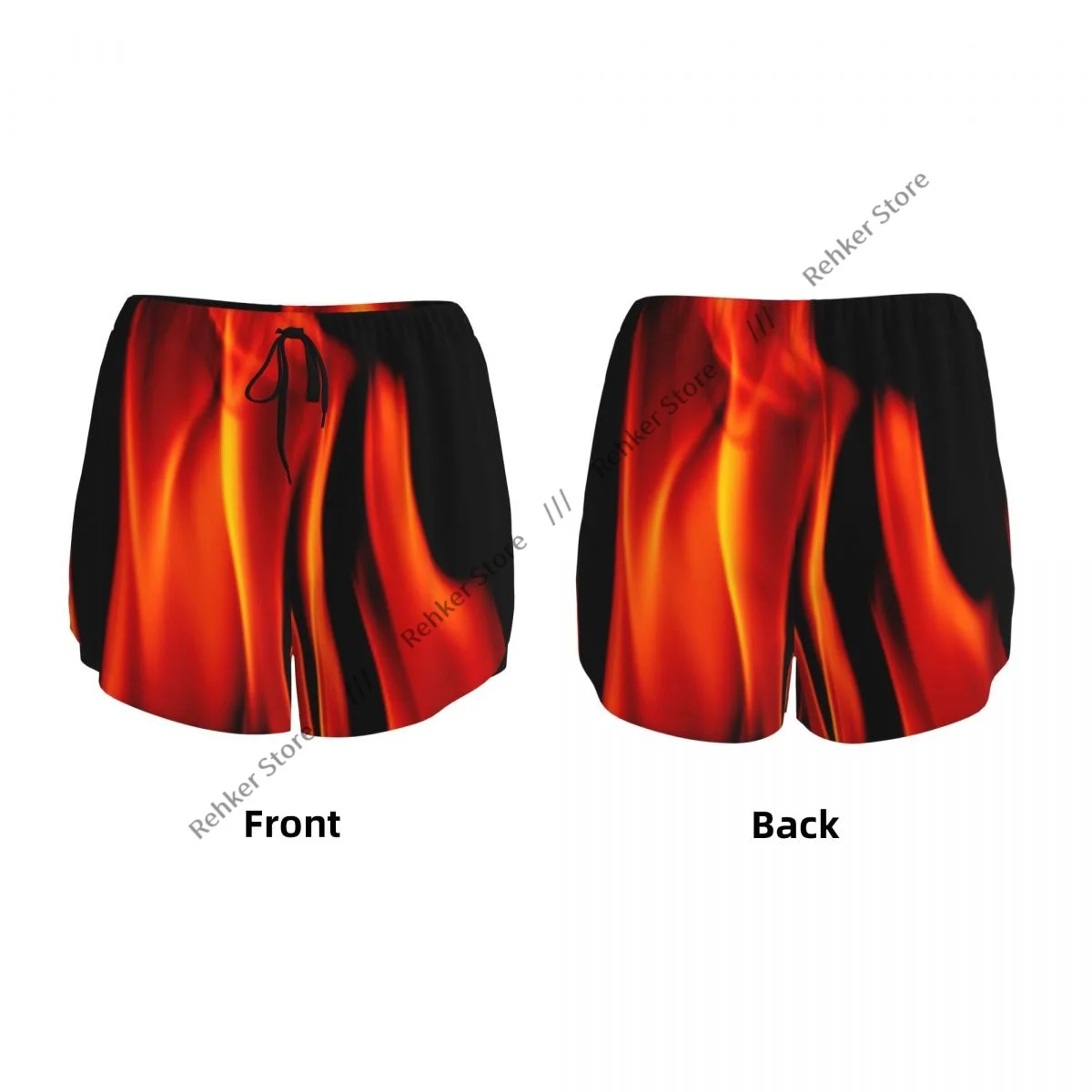 Women's Athletic Shorts Fire Flames Background Running Yoga Fitness Quick-Dry Badminton Training With Pocket