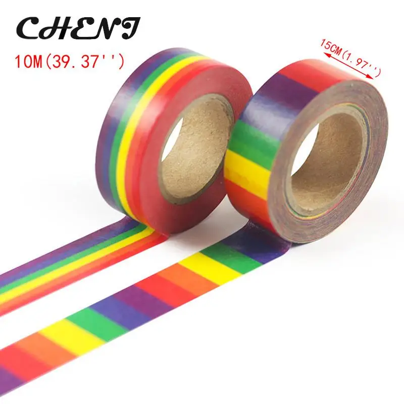 10m/Roll Rainbow Color Sticky Tape Photo Album Scrapbooking Decor Adhesive
