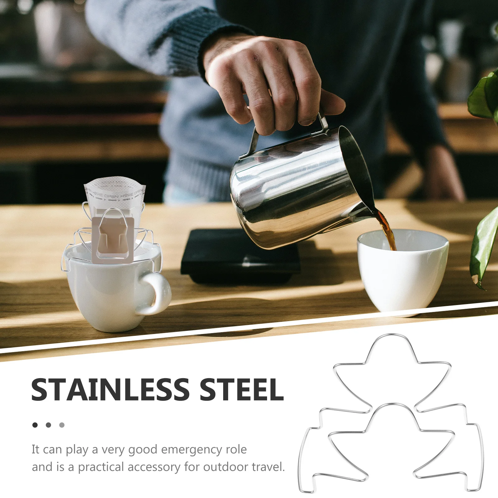 

Coffee Filter Holder Stainless Steel Hanging Drip Rack Compact Coffee Dripper Stand for Home Office Reusable Filter