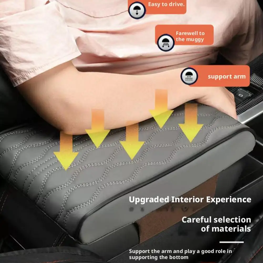 Wave Embroider PU Leather Car Armrest Mat Center Console Protection Protector Storage With Armrest Pad Auto Box Cover Cushi J9H6