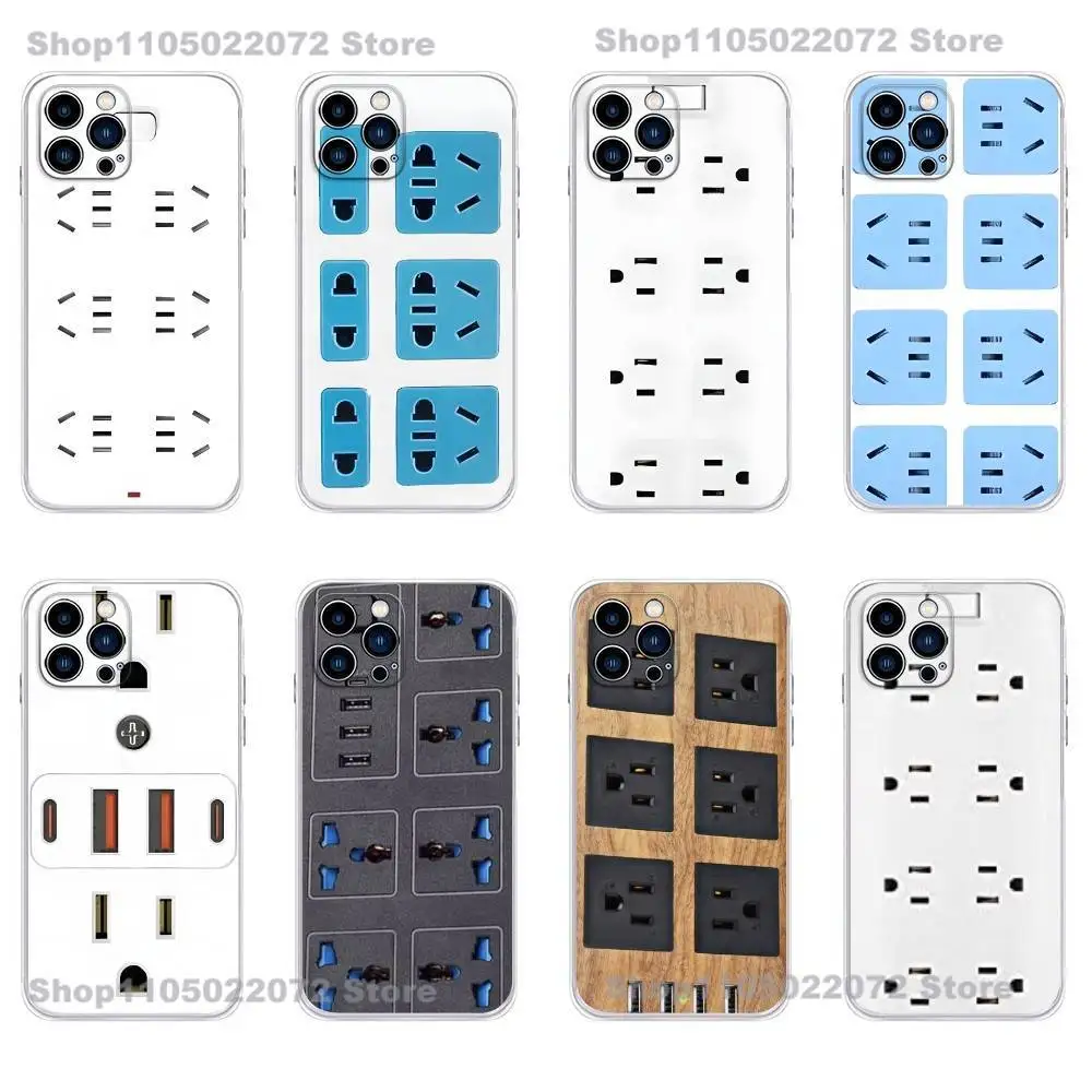 

Phone Case For iPhone 16,15,Pro,Max,14,Plus,13,12,11,E Mini Air,17,Pro Creative and fun power strip Drop Protection Cover TPU