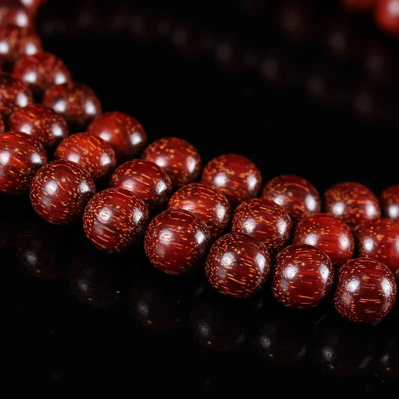 

108 Beads Indian Red Sandalwood Prayer Bracelet Vintage Old Wood Mala Buddhist Rosary for Men Women Gifts