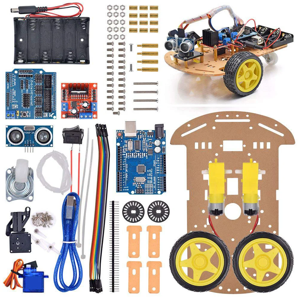 Robot Car Chassis Kit for Arduino with Obstacle Avoidance Line Tracking and Integrated Switch and for fpv Compatibility