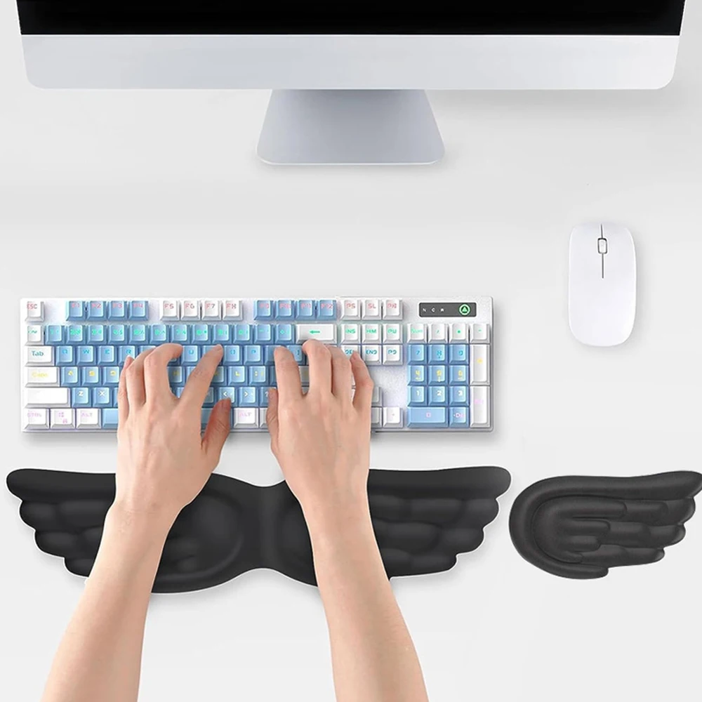 Wings Shape Keyboard Wrist Rest Ergonomic Soft Wrist Support Pad Cute Angel Wing Hand Cushion for Computer Laptop Office Desk