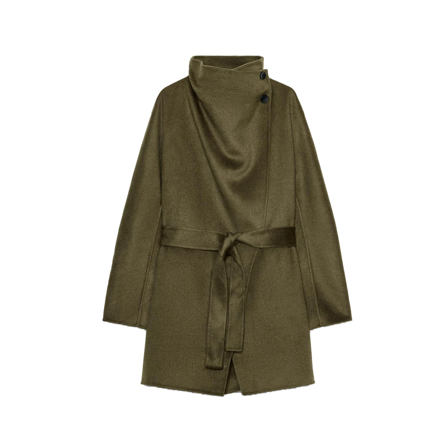 Herbst Neue Damen Lange Sve Hoher Kragen Mantel mit Knoten Taille Gürtel Polyester Faser 00% Faionable Oberbekleidung