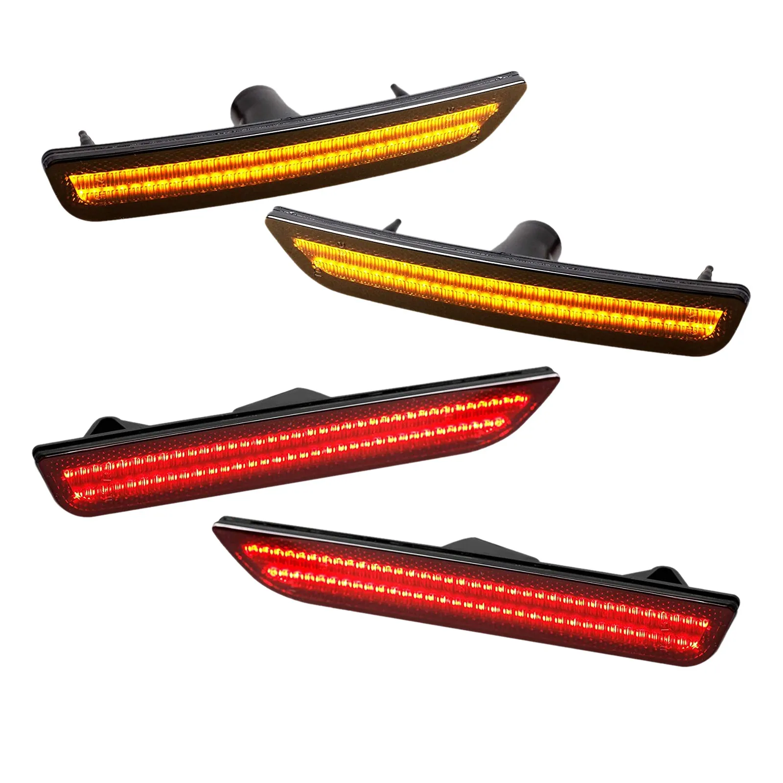 4PCS Front Rear LED Side Marker Lights for 2010-2014 Red Bumper Reflectors Turn Signal Light Lamp