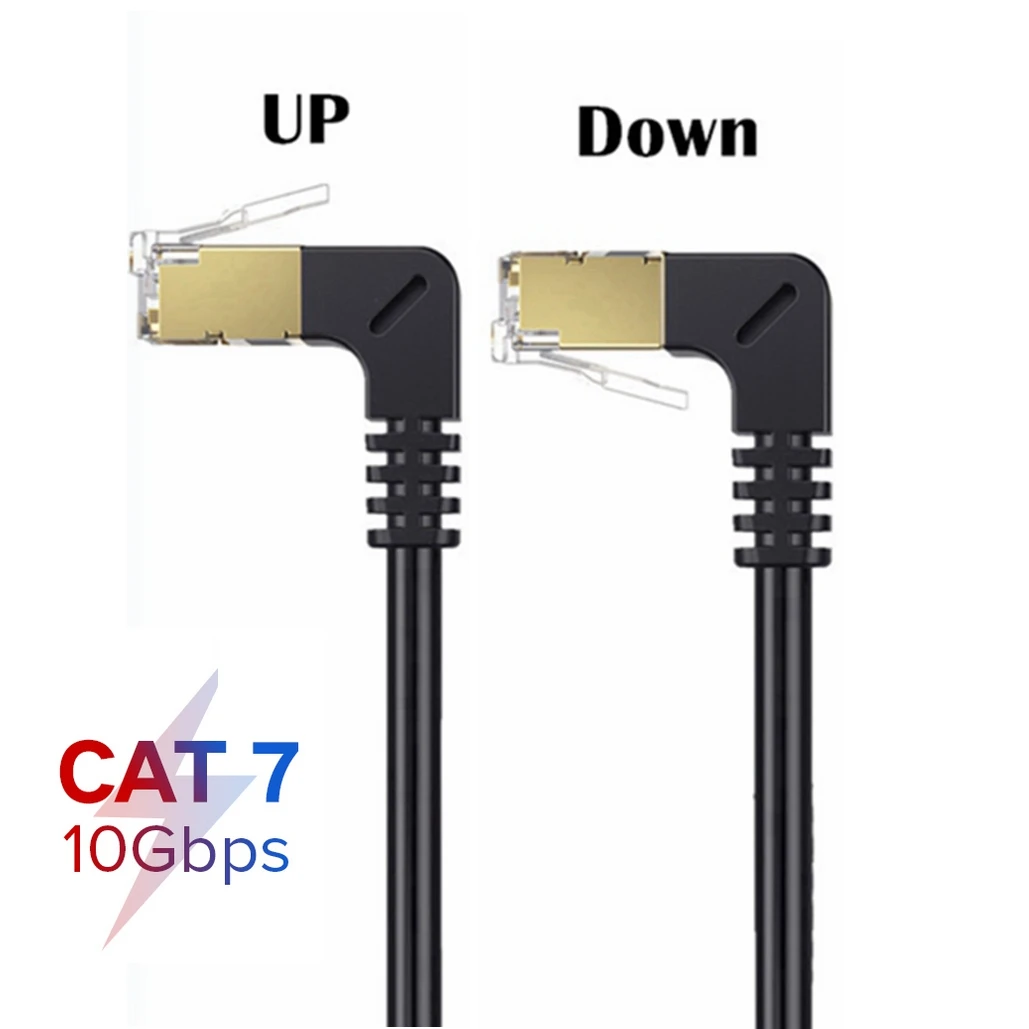 90 Degree CAT6 CAT7e UTP Ethernet Network Cable Male to Male RJ45 Patch LAN Short Cable for Laptop ADSL Modem 25cm 1m