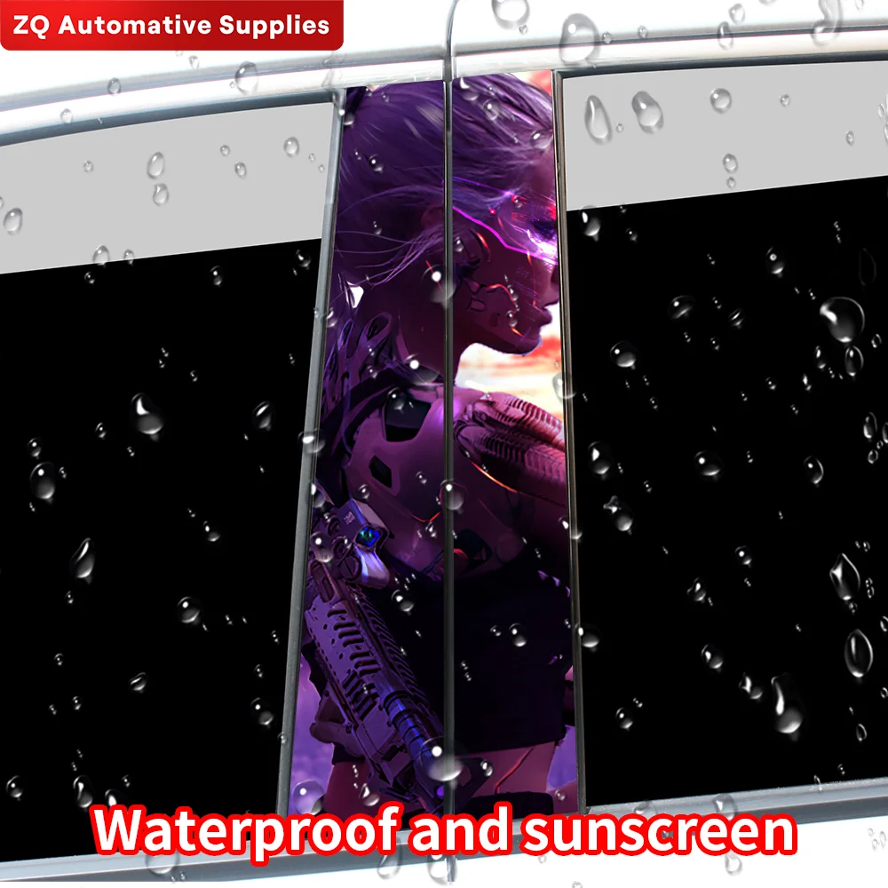 Cyberpunk Beauty Car Stickers Auto B Pillar Waterproof Sunscreen Decor Cover Scratches Car Doors Pillar Vinyl Decals Accessories