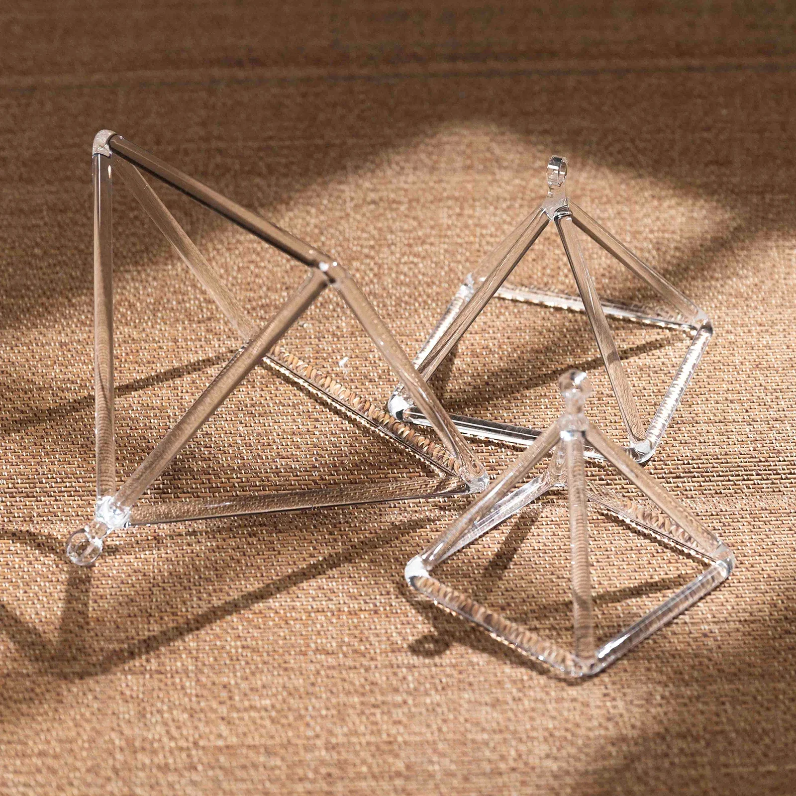3-9inch Clear Crystal Singing Pyramid Musical Instruments Sound Energy Healing Relaxation Yoga Meditation
