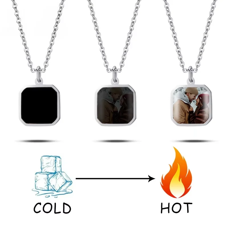 

Heating Temperature Custom Photos Necklace For Men Jewelry Personalized Stainless Steel Pendent Family Picture Christmas Gifts