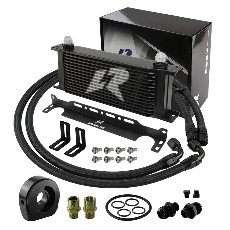 Universal Oil cooler LR 15 Row AN10 Engine Transmission w/Bracket+Filter Adapter Hose Kit 3/4