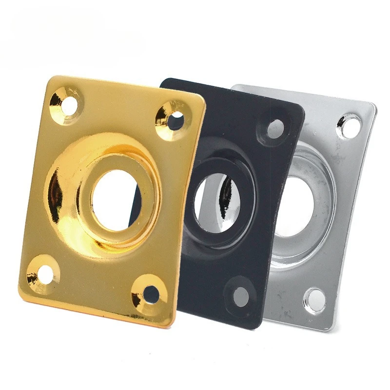 3pcs Metal Rectangular Electric Guitar Jack Cover Plates Square Bass Guitar Jack Cover Plates Output Jack Outer Pads
