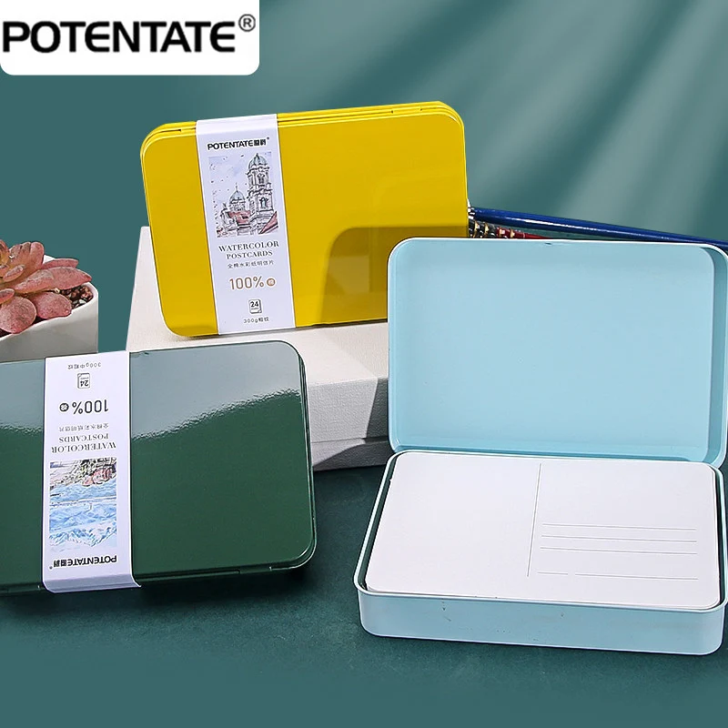 PATENTATE WATERCOLOR POSTCARDS Watercolor Paper Card Postcard Tin Box 100% Cotton 300g  Watercolor Book Travel  Art Supplies