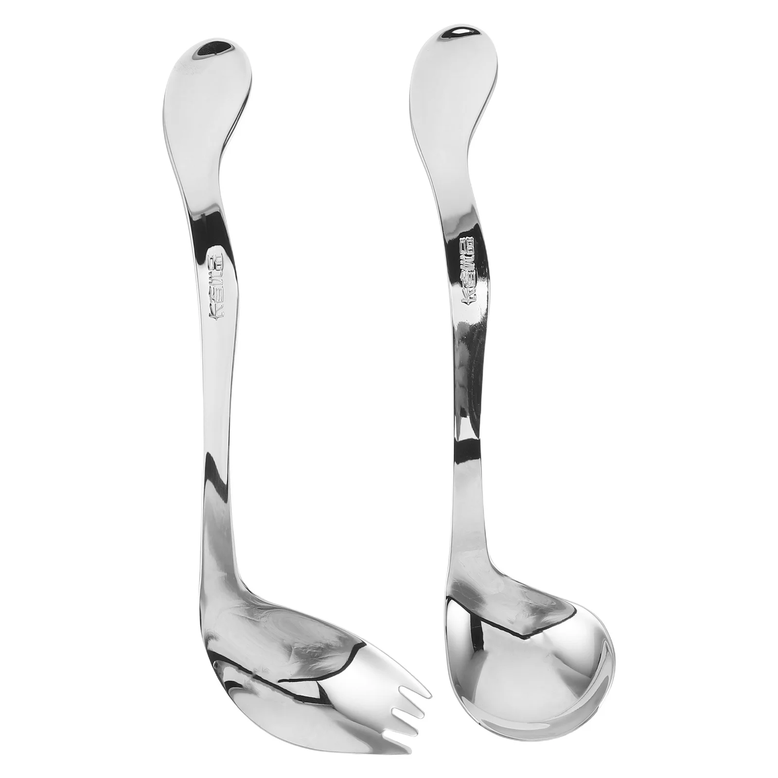 

2Pcs Angled Spoon and Fork for Elderly with Curved Handle Self Feeding Flatware Assist Tableware for Disabled Patients Bedridden