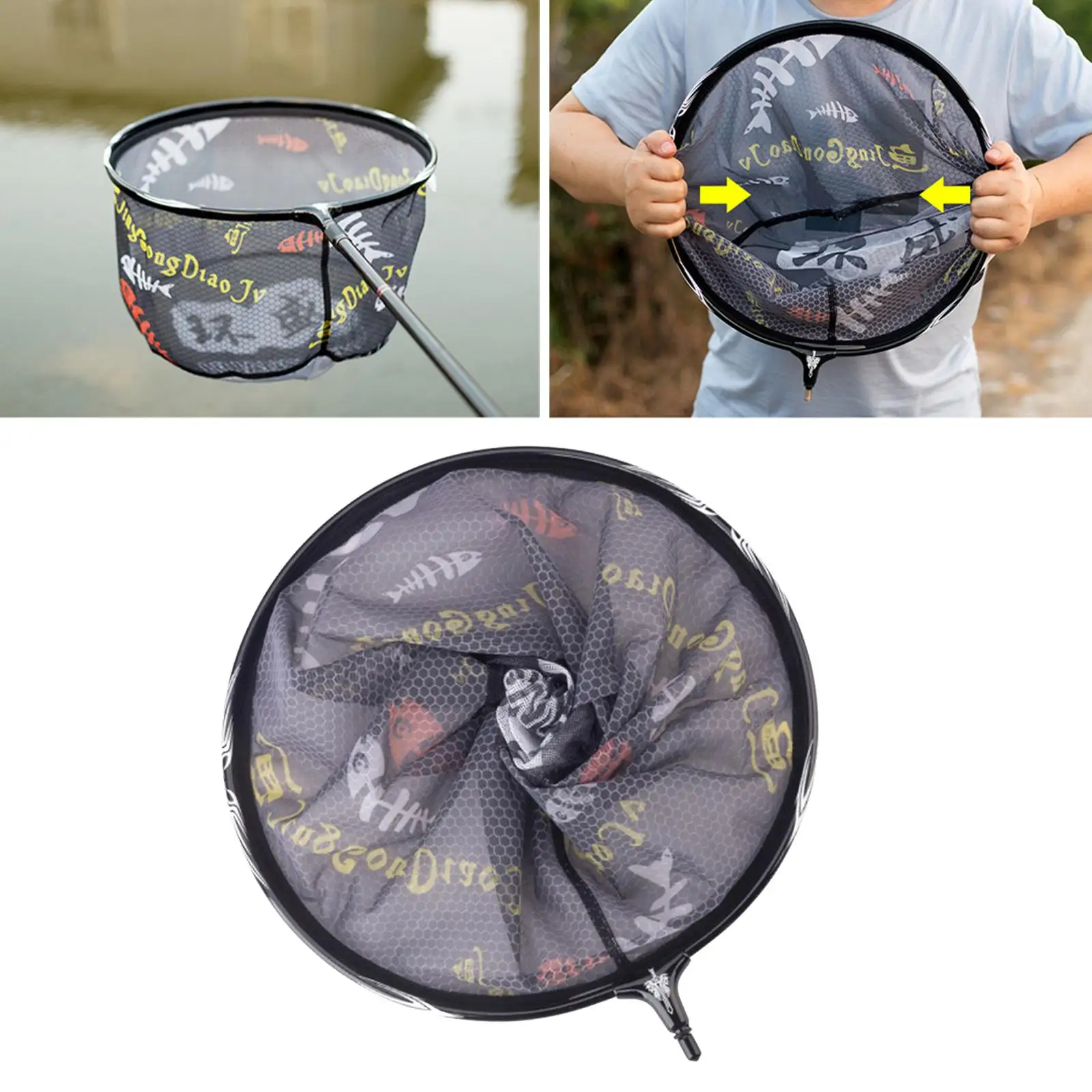 Folding - Foldable Fish Landing Net Carbon Alloy Screen Easy Transportation