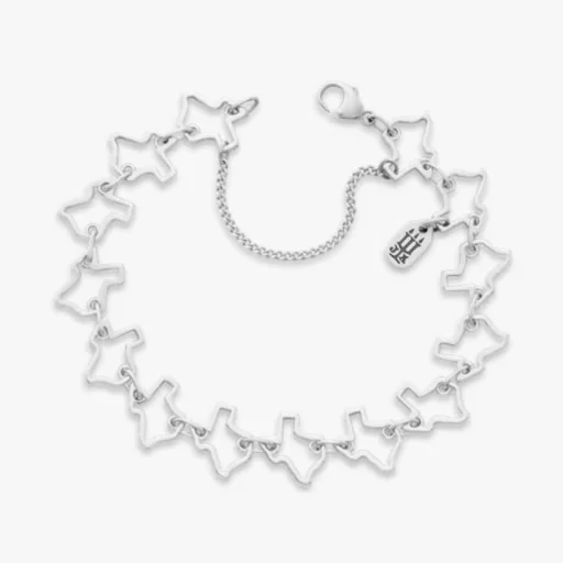 James Avery Bracelet S925 Sterling Silver Texas Outline Chain Link Bracelet, State Shape Bracelet Jewelry for Women Gift