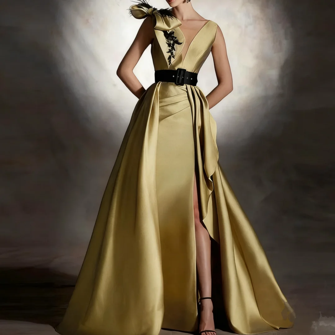 Elegante longo luxo mãe da noiva vestido com cinto vestido de festa de casamento uma linha vestido de festa à noite personalizado