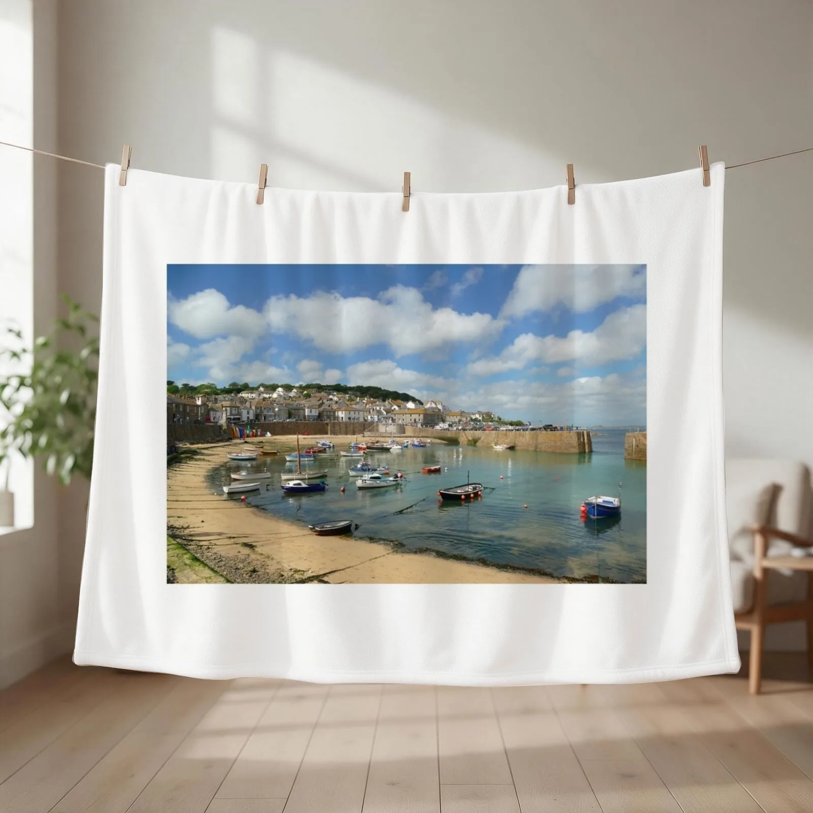 Mousehole, Cornwall Throw Blanket couch cozy soft plush fuzzy picnic outdoor blanket
