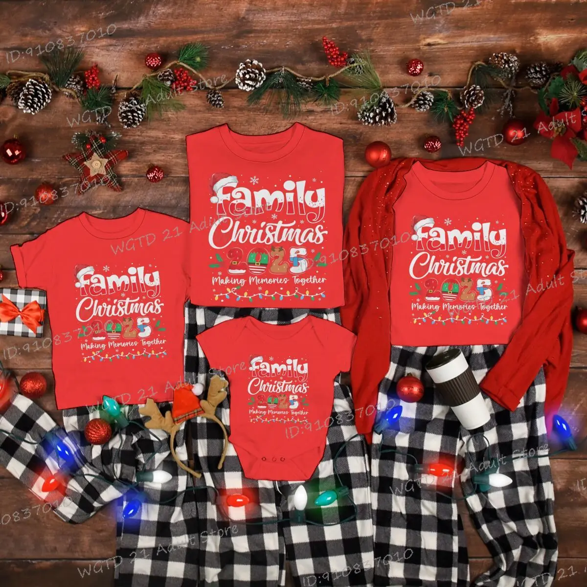 القطن الطفل رومبير الأسرة عيد الميلاد 2025 هدايا النساء الرجال الفتيات الفتيان مطابقة الأسرة مضحك تيز قصيرة الأكمام هدايا السنة الجديدة 2026