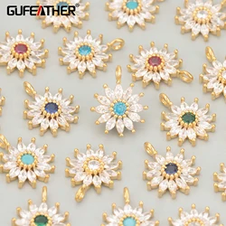 GUFEATHER MF27,jewelry accessories,18k gold rhodium plated,copper,zircons,hand made,charms,jewelry making,diy pendants,4pcs/lot