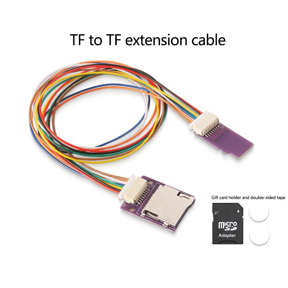 Cabo de extensão de cartão micro sd para micro sd, adaptador de cartão tf dividido, flexível, macho para fêmea, cabo de extensão com furos para parafusos