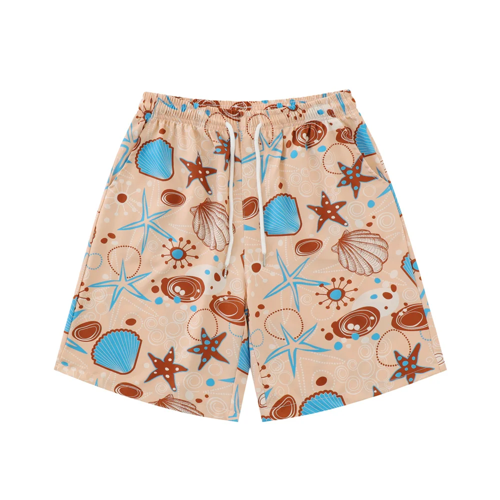 Dark Icon Flower Full Printed Holiday Beach Shorts Men Summer Elastic Waist Casual Men's Shorts Multiple Design