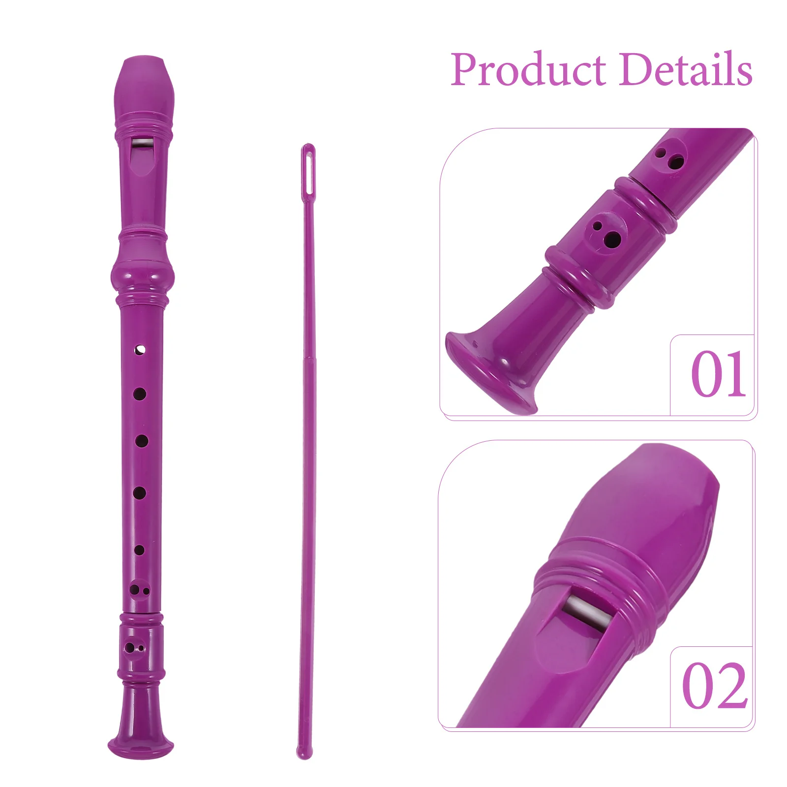 

1Set High Pitch Recorder 8 Hole Soprano Flute ABS Material for Beginners Teens Includes Cleaning Rod Flannel Bag Musical