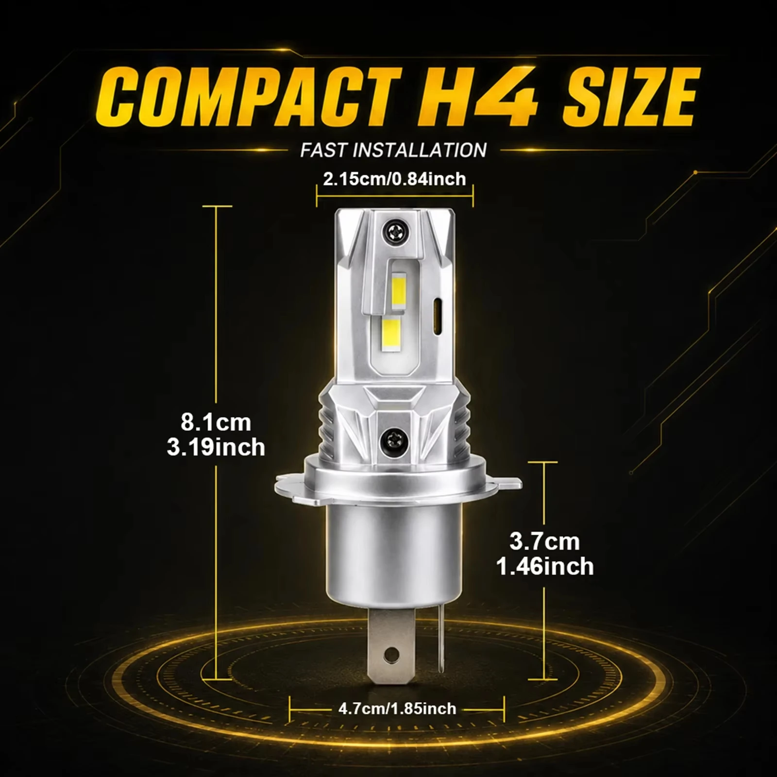 H4 LED Headlight Bulbs 9003 Hi Lo Beam 6500K White 12V for Car Motorcycle Headlamp 2Pc