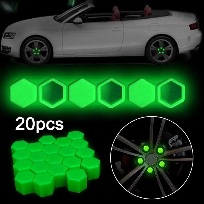 20pcs luminous blue Cars  wheel screw cap silicone tyre nut Dustproof anti rust cover 15/17/19/ 21mm