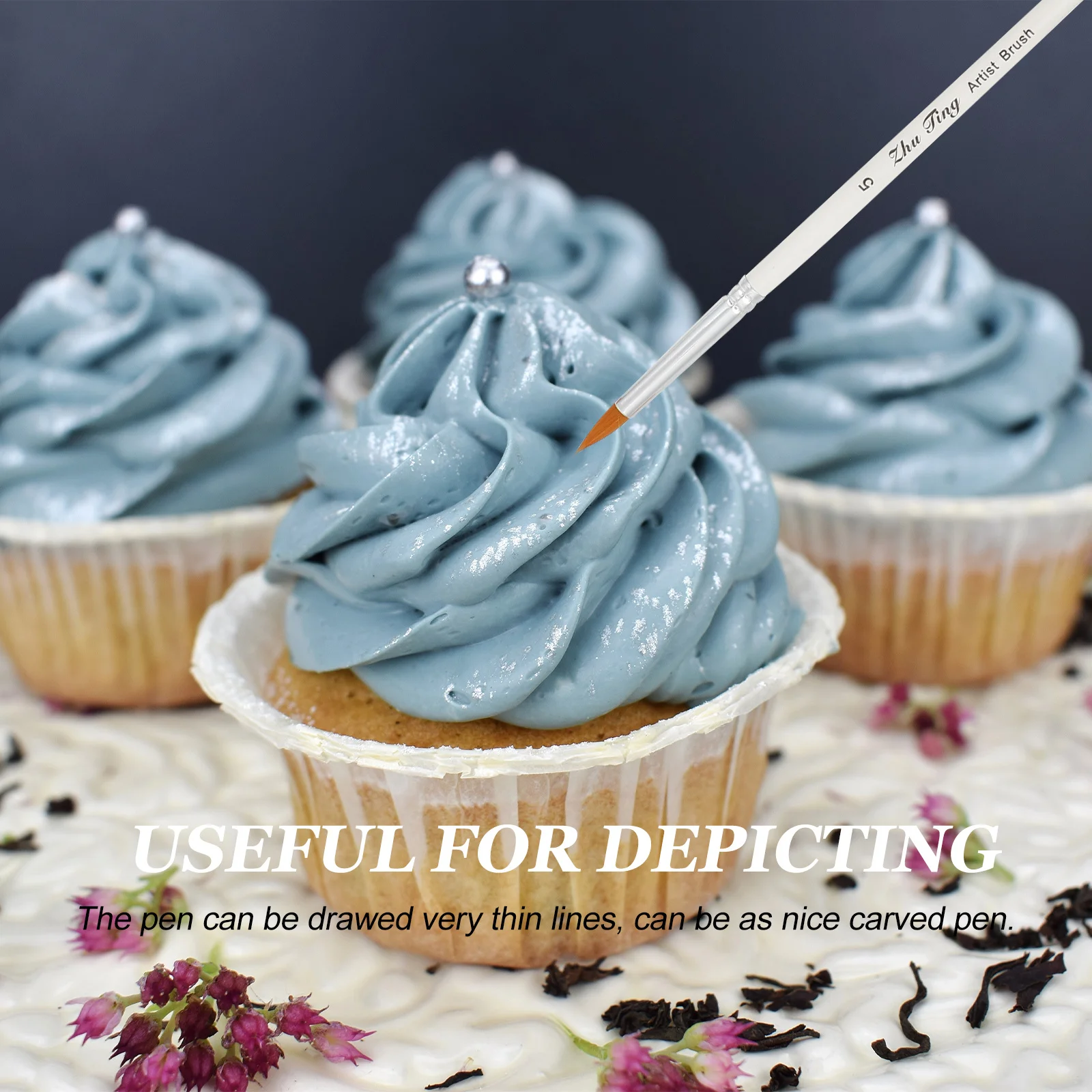 6 قطعة مجموعة فرش رسم كعكة فندان السكر الأبيض أدوات حرفية ل كوكي الخطوط غرامة رسم خط ثلاثية الأبعاد زهرة تصميم كعكة